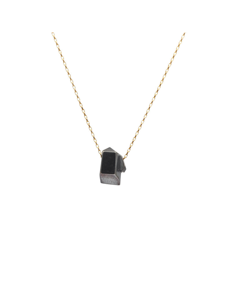 Sugar Rock Necklace in Oxidized Silver with Gold Chain