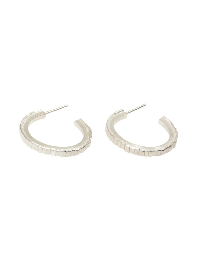 Sugar Brick Horizontal Hoop Earrings in Silver