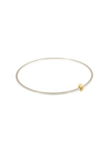 Thin Bead Bangle in Silver with 18k French Gold