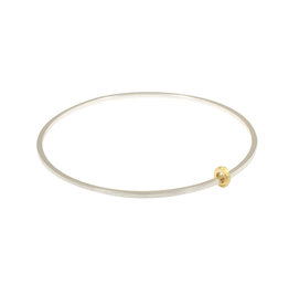 Thin Bead Bangle in Silver with 18k Gold