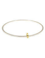 Square Bead Bangle in Silver with 18k Gold