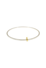 Square Bead Bangle in Silver with 18k French Gold