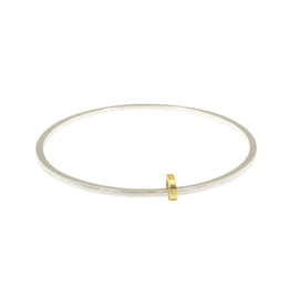 Square Bead Bangle in Silver with 18k Gold