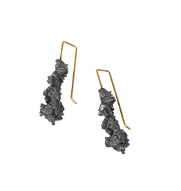 Sugar Hooks Earrings in Oxidized Silver with Gold Earwires