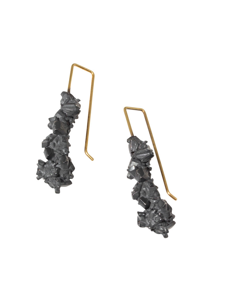 Sugar Hooks Earrings in Oxidized Silver with Gold Earwires