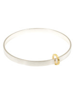 Thick Bead Bangle in Silver with 18k French Gold