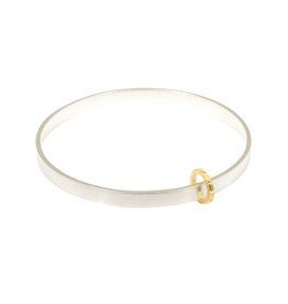 Thick Bead Bangle in Silver with 18k Gold