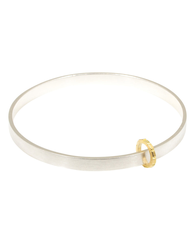 Thick Bead Bangle in Silver with 18k Gold