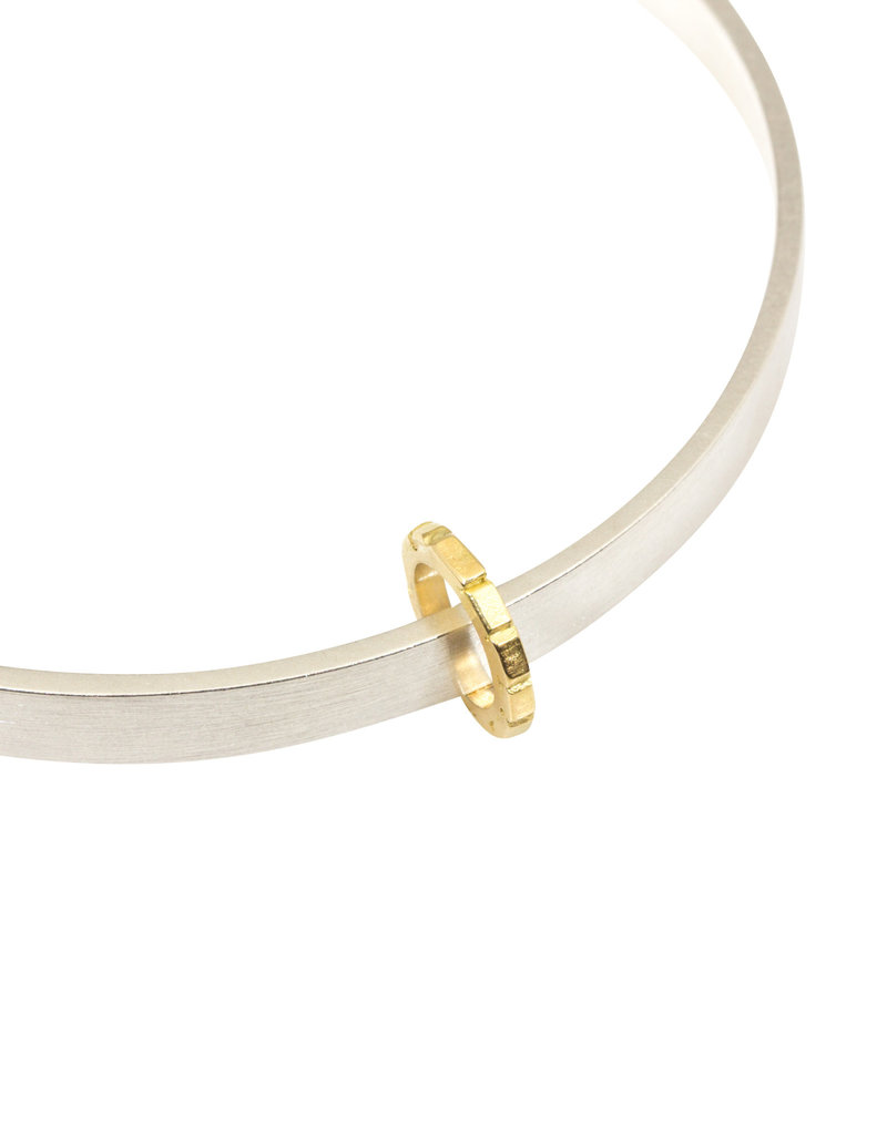 Thick Bead Bangle in Silver with 18k Gold