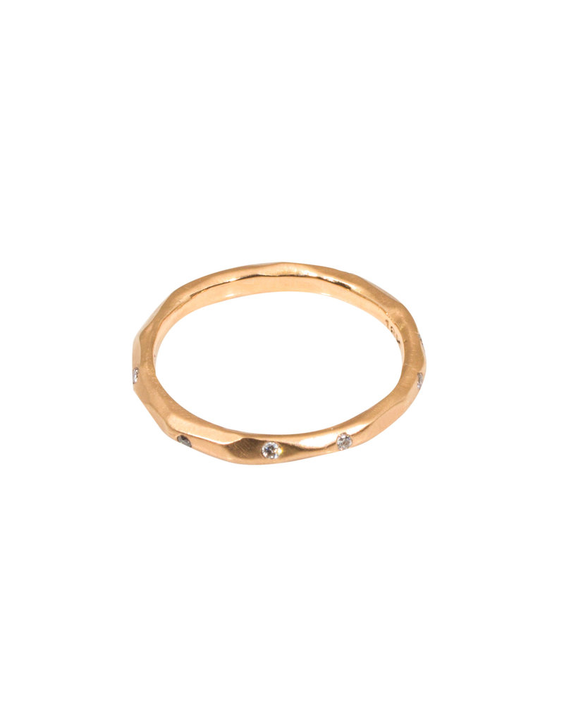 2.25 mm Diamond Faceted Band in 18k Rose Gold with White Diamonds