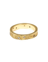 4mm Topography Ring with Mixed White and Cognac Diamonds  in 18k Yellow Gold
