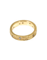 4mm Topography Ring with Mixed White and Cognac Diamonds  in 18k Yellow Gold