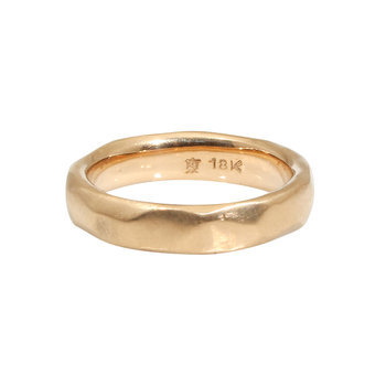 4mm Wide Facets Band in 18k Rose Yellow Gold