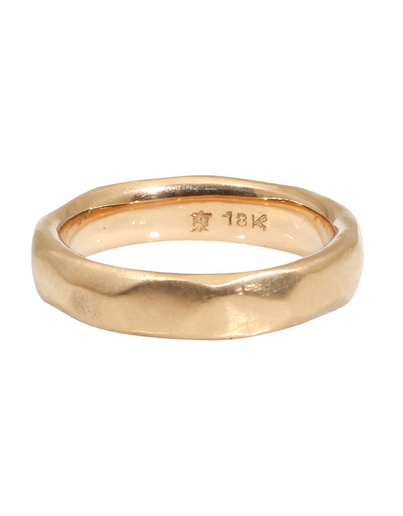 4mm Wide Facets Band in 18k Rose Yellow Gold
