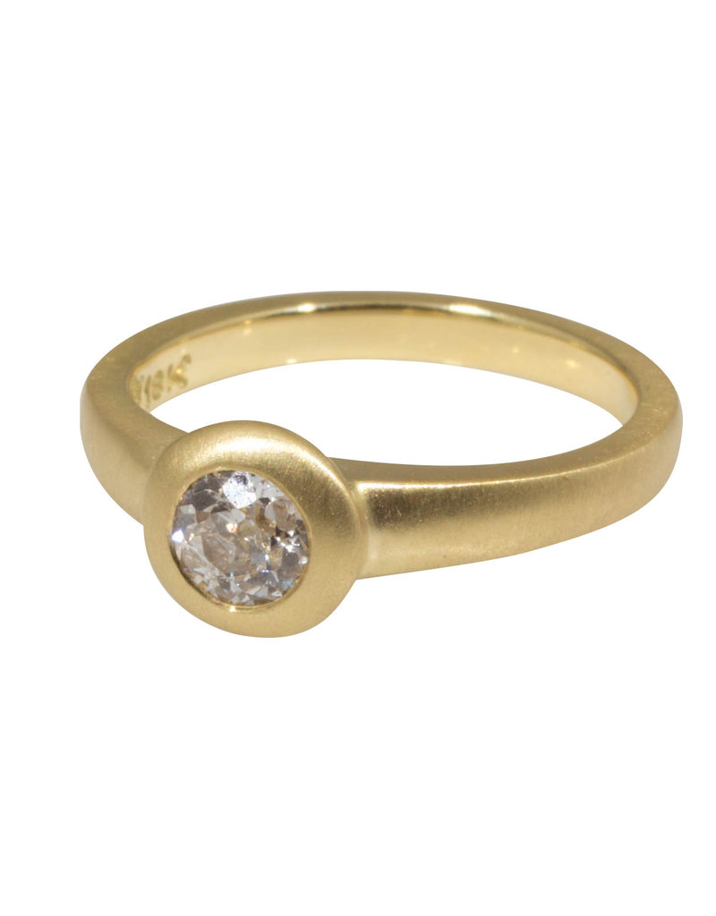 Delicate Raised Cup Ring in 18k Gold with Old Mine Cut Diamond