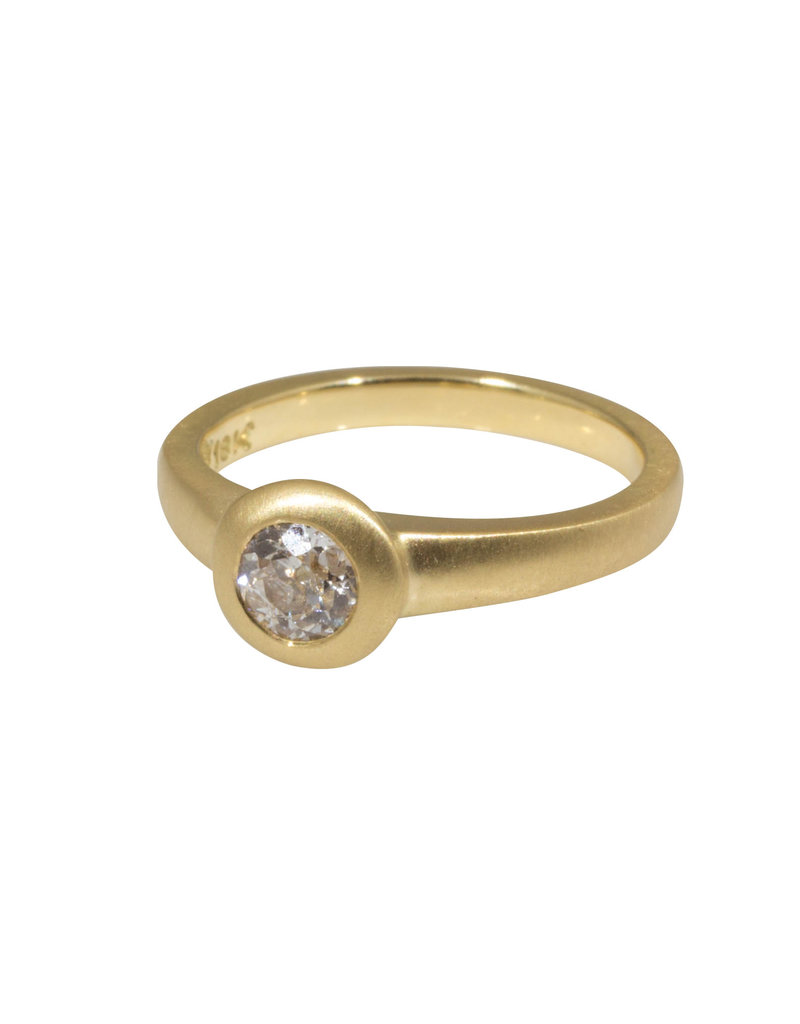Delicate Raised Cup Ring in 18k Gold with Old Mine Cut Diamond