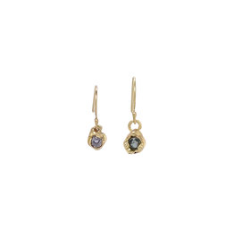 Laura French Hand Forged Earrings with Sapphires in 14k Gold