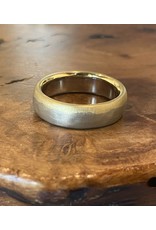 6.2mm Dipped Modeled Band in 18k Palladium White and Yellow Gold