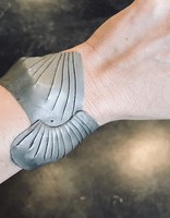Pleated Cuff Bracelet with Black Diamond in Oxidized Silver