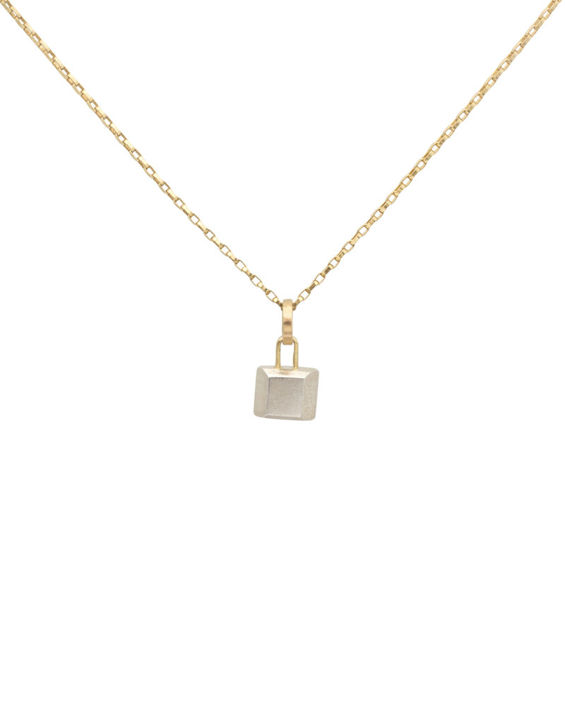 Sugar Cube Charm in Silver and 18k Gold