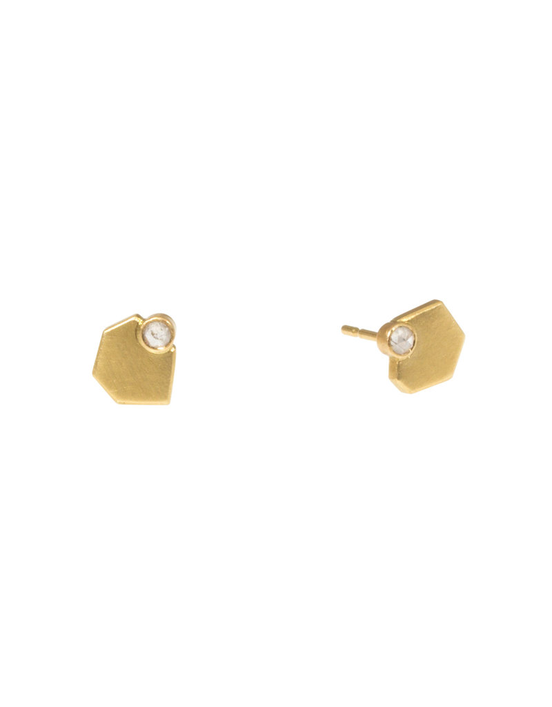 Molecule Diamond Post Earrings in 18k Gold