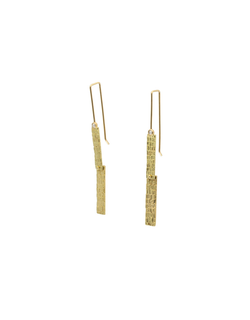 Sugar Brick Diamond Hook Earrings with Diamonds in18k Gold