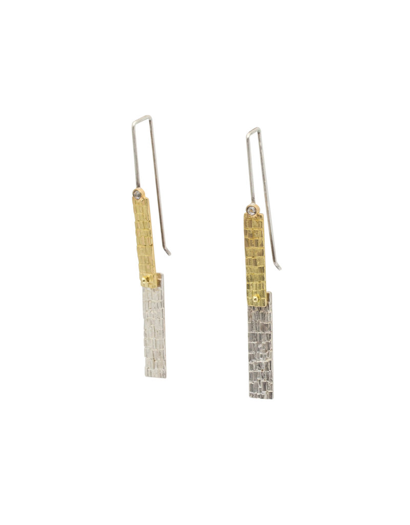 Sugar Brick Diamond Hook Earrings in Silver and 18k Gold