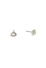 Sugar Cube Post Earrings in Silver