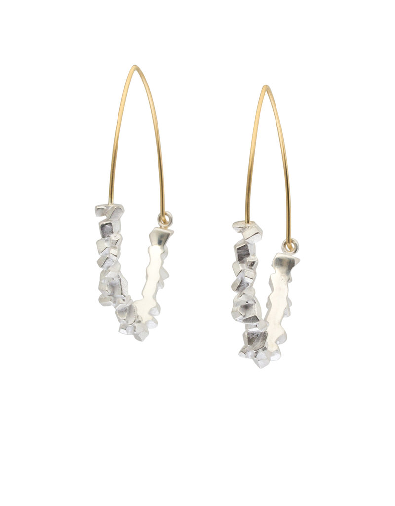 Super Fine Marquise Hoops in Silver and 18k Gold