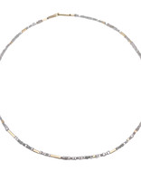 Grey Diamond Cube Necklace with 14k & 18k Gold