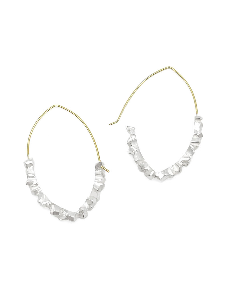 Super Fine Marquise Hoops in Silver and 18k Gold