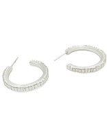 Sugar Brick Horizontal Hoop Earrings in Silver