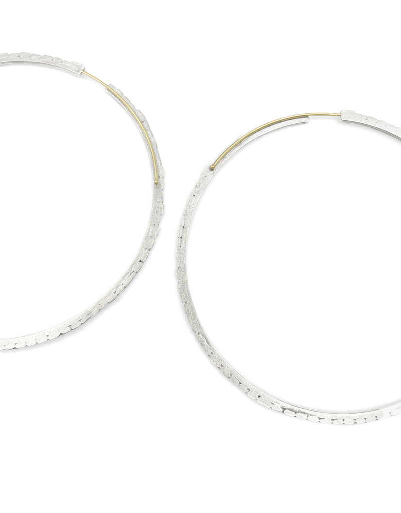 Sugar Brick Big Girl Hoop Earrings in Silver with 18k Gold