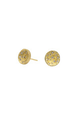 Organic Round Topography Posts  with White Diamonds in 18k Yellow Gold