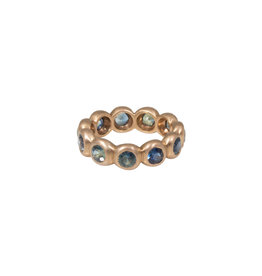 Marian Maurer Porch Band with 4mm Blue/Grey/Green Sapphires in 18k Bronze Gold