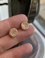 Medium Topography Post Earrings with White Diamonds in 14k