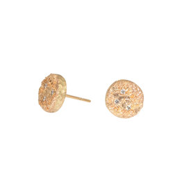 Medium Topography Post Earrings with White Diamonds in 14k