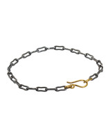 Heavy Weight Bone Link Bracelet in Oxidized Silver with 18k Gold Clasp