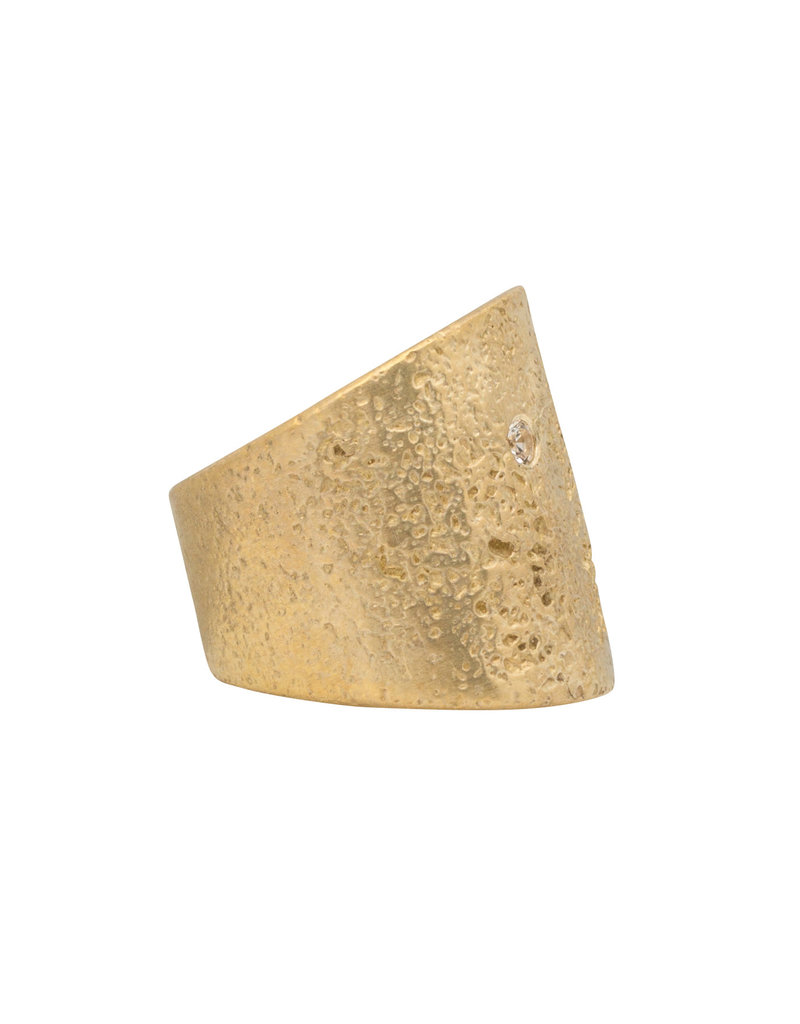 Textured Cuba Ring in Bronze with 2.5 mm White Sapphire