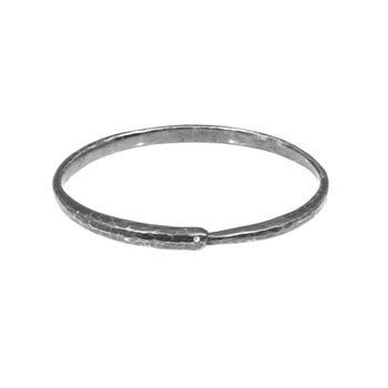 Ouroboros Bangle with Diamond in Oxidized Silver