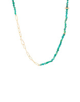 Turquoise Pebble Bead with 14k Gold Beads and Handmade Chain