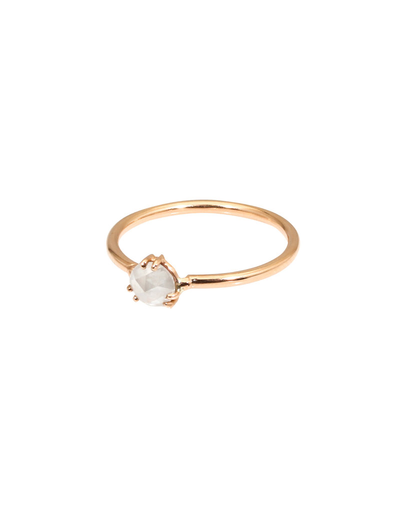 Tura Sugden Rose Cut Diamond Solitaire Ring with 6 Prongs  in 18k Rose Gold