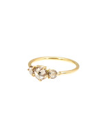 Tura Sugden Three Stone Ring with Rose Cut  in 18k Yellow Gold