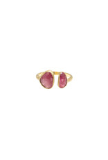 Double Pink Sapphire Ring in 18k Gold