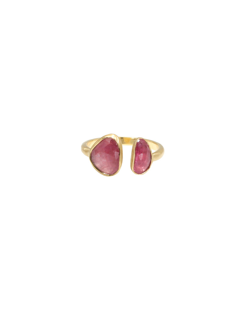 Double Pink Sapphire Ring in 18k Gold