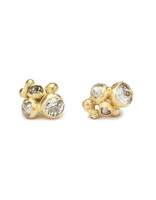 Mixed Diamond Cluster Post Earrings in 18k Yellow Gold