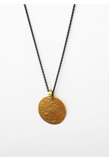 From A Coin Hammered Pendant in 22k Yellow Gold