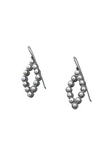 Diamond-Shape Freshwater Pearl Earrings in Oxidized Silver