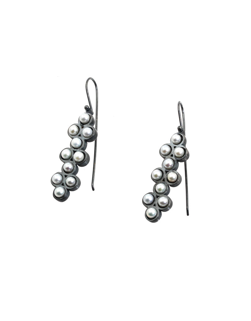 Multidot Freshwater Pearl Earrings in Oxidized Silver