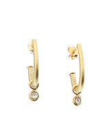 Katachi Hoop Post Earrings with Rosecut Diamond Dangle Charm